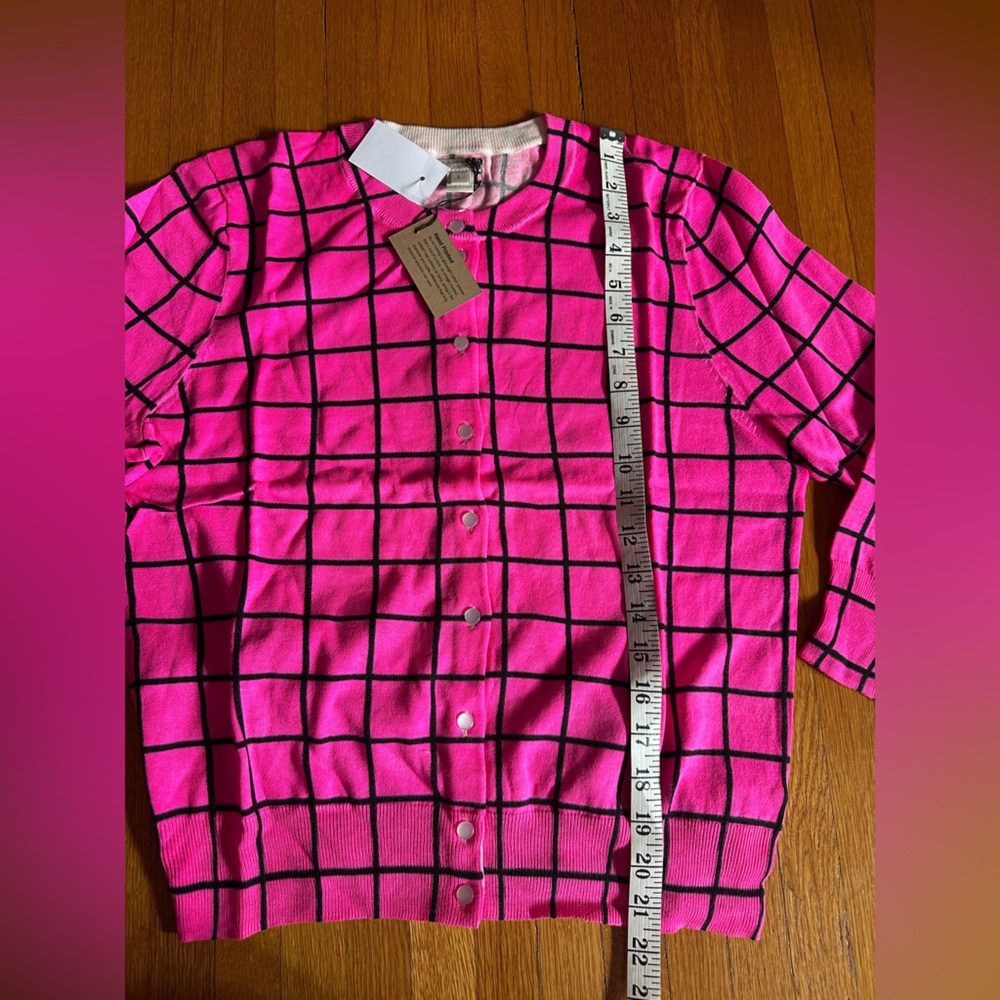2013 J. Crew Factory Claire Cotton Cardigan in Fuchsia Window, Size L, NWT - Picture 9 of 11